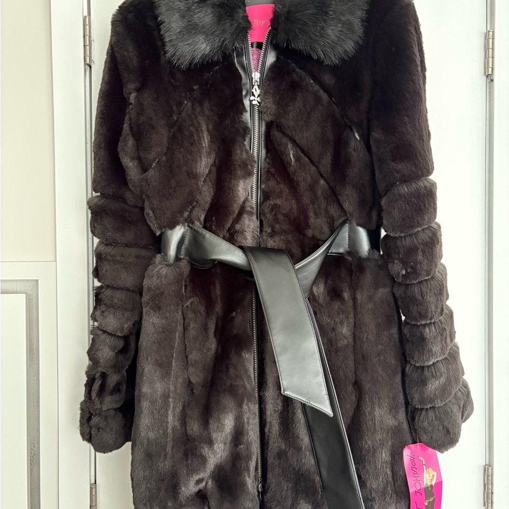 Vintage Betsey Johnson Black Faux Fur Teddy Jacket